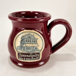 Serendipity Bed Breakfast Ocean City NJ Deneen Pottery Stoneware Cup Mug Red